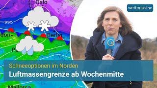 Luftmassengrenze ab Wochenmitte  Schnee im Norden möglich [upl. by Antoinette]