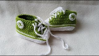 Babyschuhe häkeln – Turnschuhe – Sneakers  Teil 2  Seite Sohle by BerlinCrochet [upl. by Ainer]