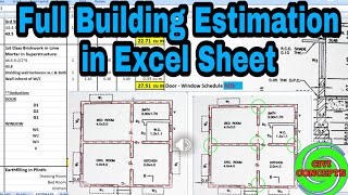 Full Building Estimation in Excel sheet  Estimation  House Estimation  Estimation amp Costing 2024 [upl. by Balduin706]