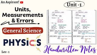 Physics  Lec1  Chapter1  Units Measurement amp Errors  General Science  An Aspirant [upl. by Etteiram722]