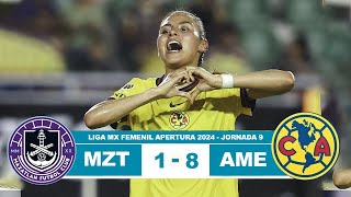 Mazatlan vs America Femenil 18 Resumen Goles 2024 [upl. by Viki]