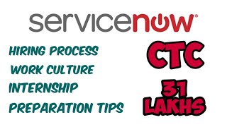 Servicenow 31 Lakhs CTC Breakup  Hiring Process  Internship  Work Culture  By The One Company [upl. by Tayler]