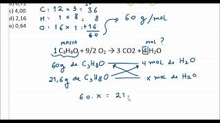 A quantidade em mols de água formados na combustão completa de 216 gramas de 1propanol é [upl. by Snow]
