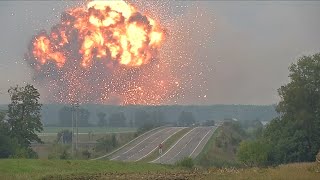 Massive explosion at Ukrainian military ammunitions depot [upl. by Nader213]