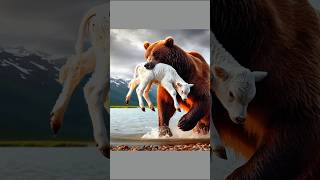 Brown Bear 🐻 Vs white cow 🐄 fight for baby mothers love cow bear animals animalbattle calf [upl. by Corvese]