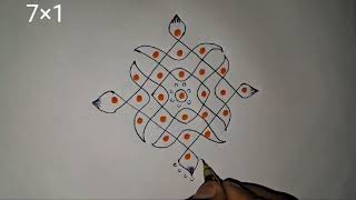 71 dots Easy Tuesday Rangoli Special Kolam Design Daily Rangoli Muggulu [upl. by Noteloc]