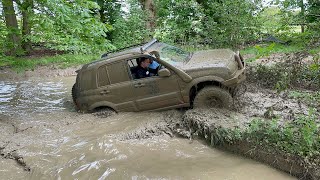 Suzuki Grand Vitara offroading at Avalanche Adventure Market Harborough Radzikone suspension kit [upl. by Noloc]