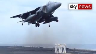 US Navy Harrier Jet Lands On Stool [upl. by Bonita]