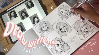 Draw with Me✍🏽💗 The Aesthetic Way to Fill Your Sketchbook  Expressions  Art Tips ✨ [upl. by Aneeles]