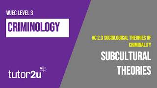 Subcultural Theories  WJEC Criminology  Unit 2  AC 23 Revision [upl. by Radborne636]