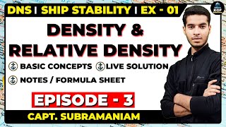 Density amp Relative Density  Part 3  Exercise 1  Ship Stability  Capt H Subramanyam [upl. by Ojeibbob]