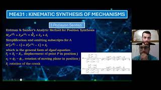 ODTÜ Makina ME431  Mekanizmaların Kinematik Sentezi PART2 [upl. by Kenison32]