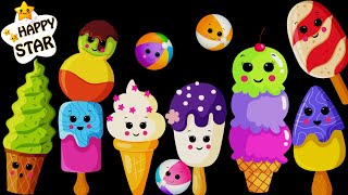 Ice Cream Dance Party  Dance Cartoon Videos  Kids Videos Collections  Happy Star Dancing [upl. by Anahsahs]