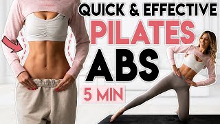 QUICK amp EFFECTIVE ABS PILATES WORKOUT 🔥 Get a Flat Stomach  5 min [upl. by Hcire]