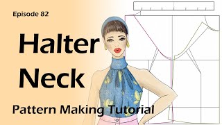 How To Draft Halter Neck Blouse Pattern Making Tutorial [upl. by Wickman164]