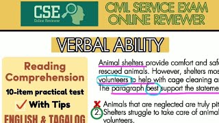 CIVIL SERVICE EXAM  Verbal Ability Reading Comprehension  CSE Online Reviewer [upl. by Gaston]