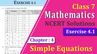 NCERT Solutions for Class 7 Maths Chapter 4 Exercise 41 [upl. by Kape]