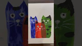 Squeegee technique  easy cats painting drawing cat art shorts [upl. by Etnuaed181]