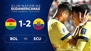 BOLIVIA vs ECUADOR 12  RESUMEN  ELIMINATORIAS SUDAMERICANAS  FECHA 3 [upl. by Aisercal596]