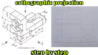 orthographic projection in engineering drawing  technical drawing  third angle projection [upl. by Animehliw]