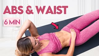 TIGHT ABS amp WAIST  6 min Reformer Style Pilates No Equipment [upl. by Erek]