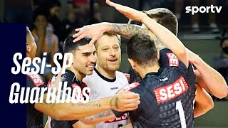 SESISP 3 X 1 GUARULHOS  MELHORES MOMENTOS  SEMIFINAL PAULISTA MASCULINO DE VÔLEI  sportv [upl. by Thesda]