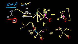 Acid and base catalyzed formation of hydrates and hemiacetals  Organic chemistry  Khan Academy [upl. by Fontes645]