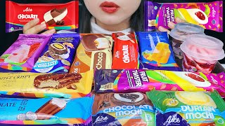 ASMR AICE ICE CREAM 🍫 AICE CHOCOLATE COFFEE CRISPY DURIAN MOCHI FRUIT TWISTER SEMANGKA SUNDAE 🍫 [upl. by Eisset]