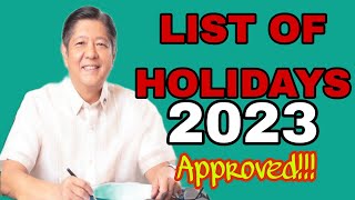 OFFICIAL LIST OF HOLIDAYS 2023 [upl. by Nett]