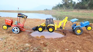 Tata Truck And JCB 5CX Accident Pulling Out Swaraj Tractor HMT Tractor  Cartoon Jcb  CS Toy [upl. by Abeh]