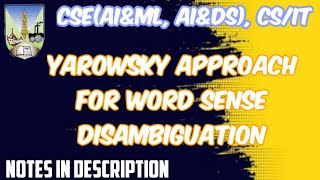 Yarowsky Approach for Word Sense Disambiguation in NLP yarowskyalgorithm nlp mumbaiuniversity [upl. by Roel218]