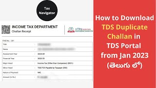 How to download TDS Challan from income tax portal in Telugu [upl. by Islaen445]