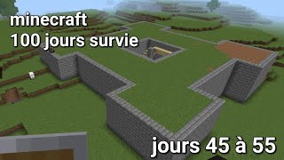 minecraft survie 100 joursj 45 à 55  les fondation de la nouvelle base 33 [upl. by Anirak]