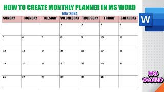 HOW TO CREATE MONTHLY PLANNER IN MS WORD PLANNER [upl. by Ikim]