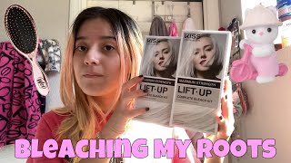 Bleaching My Roots ♡ 1st Time Using KISS Lift Up Complete Bleach Kit [upl. by Leund]