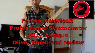 Fender American Professional Stratocaster 2017 Antique Olive Demo and review [upl. by Atinihs]