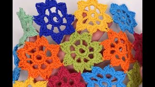 How to crochet colorful flower blanket simple tutorial by marifu6a [upl. by Saree]