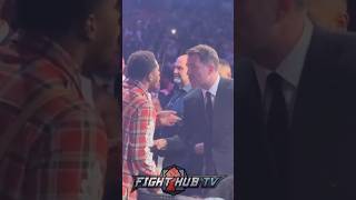 Devin Haney amp Eddie Hearn HEATED EXCHANGE at AJ vs Dubois fight [upl. by Joni]