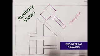 AUXILIARY VIEW IN ENGINEERING DRAWING [upl. by Fahy]