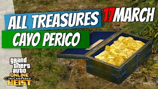 All Cayo Perico Treasure Chests Locations Guide Today 17 March  GTA 5 Online Treasure Hunt [upl. by Huckaby]