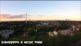 Heide Park Resort Sonnenuntergang Luftaufnahme Drohne Flug Colossos DisneyOpa [upl. by Aborn]