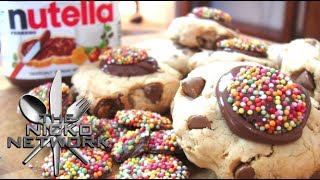 Chocolate Chip amp Nutella Cookies  Video Recipe [upl. by Ettelrahc]