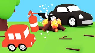 Un incendio forestal 4 coches coloreados Dibujos animados para niños Spanish cartoons [upl. by Shuping]