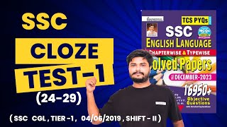 SSC  CLOZE TEST  1  KIRAN PUBLICATION  PREVIOUS YEAR  16950 [upl. by Nerahs]