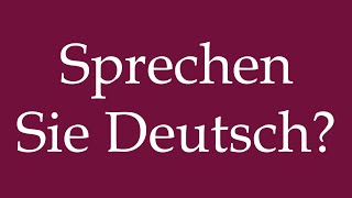 How to Pronounce Sprechen Sie Deutsch Do you speak German Correctly in German [upl. by Yesllek]