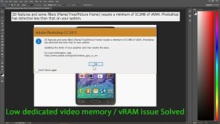 Photoshop error 3D features not working  vRAM issue fixed [upl. by Chlori517]