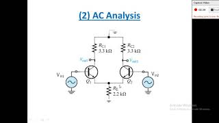 Lec 8 part 1 Analysis of Differential Amplifier Based BJT [upl. by Albertine]