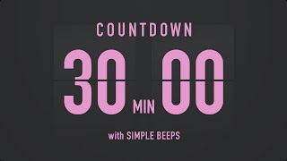 30 Minutes Countdown Flip Clock Timer  Simple Beeps 💕🖤 [upl. by Hoj]