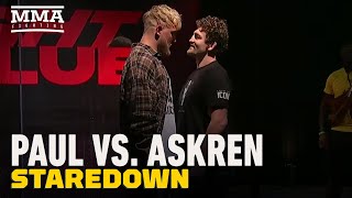 Jake Paul vs Ben Askren Staredown Sees Askren Facepalm Paul Before Walking Off  MMA Fighting [upl. by Alyn]