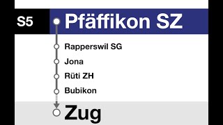 ZVV SBB Ansagen » S5 Pfäffikon SZ — Zug inkl Hurden  SLBahnen [upl. by Chelsy]